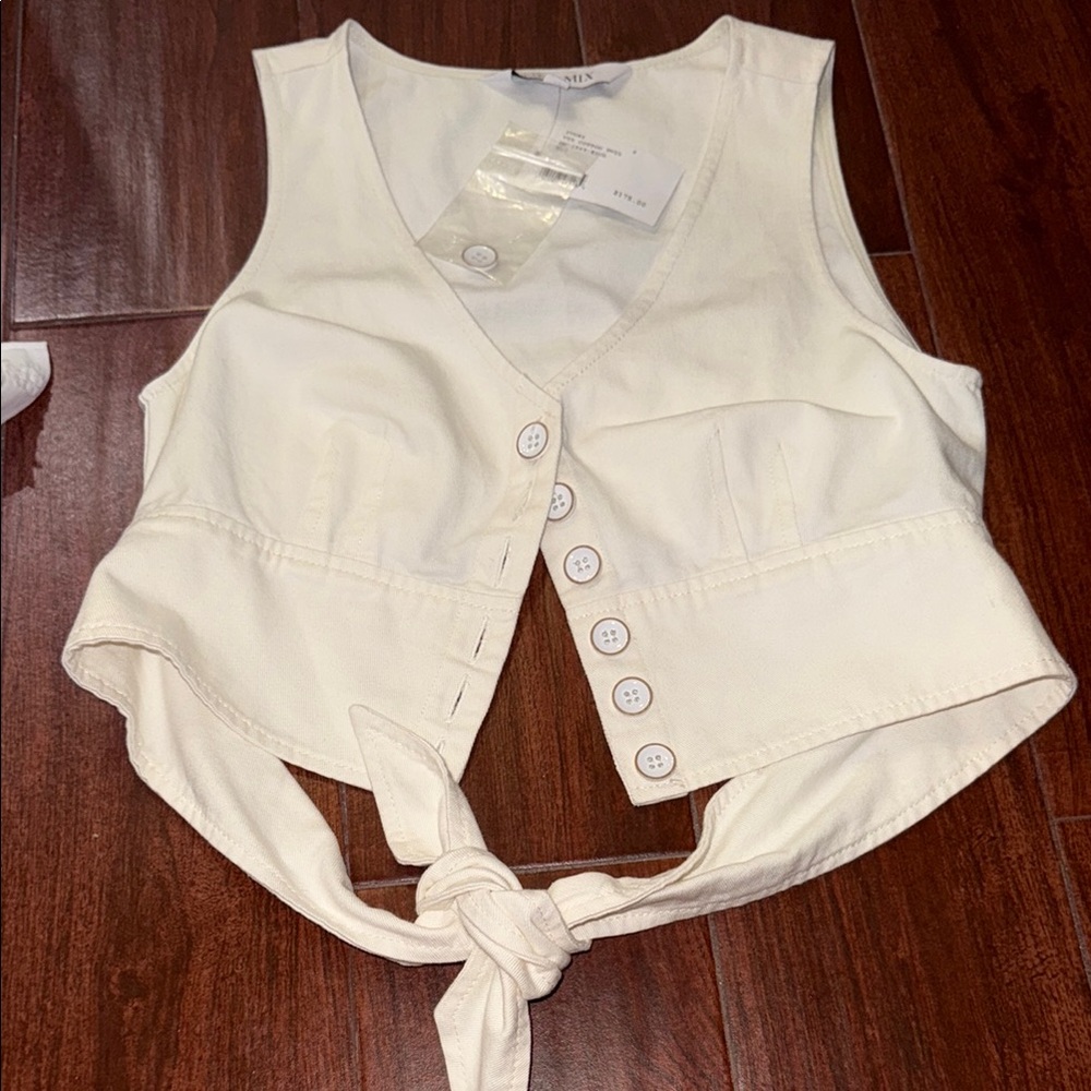 Cream Button-Down Women's Top
